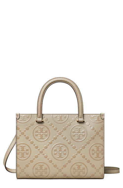 Shop Tory Burch T Monogram Embossed Jacquard Square Tote In Fresh Clay