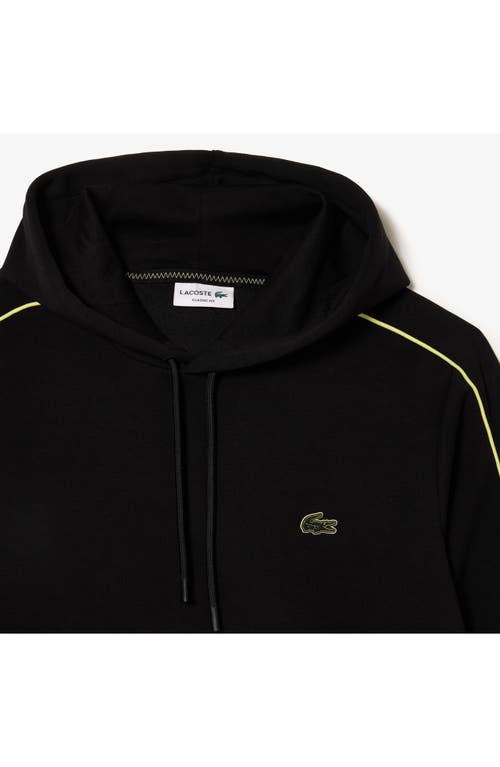 Shop Lacoste Double Face Hoodie In Noir/limeira