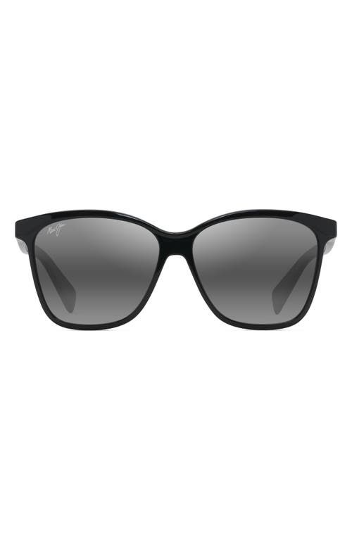 Maui Jim Liquid Sunshine 58mm PolarizedPlus2 Square Sunglasses in Gloss Black at Nordstrom