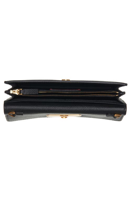 Shop Valentino Garavani Vlogo Signature Leather Wallet On A Chain In Nero