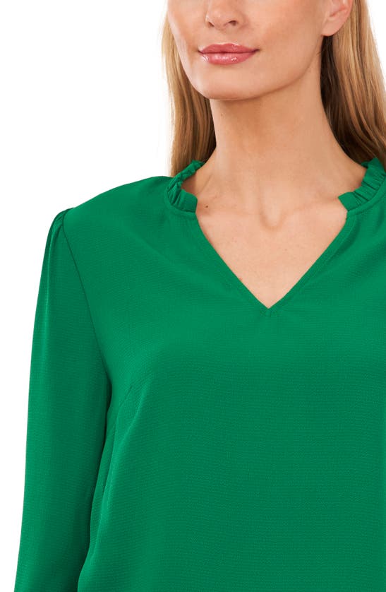 Shop Cece Ruffle Cuff Crepe Top In Green