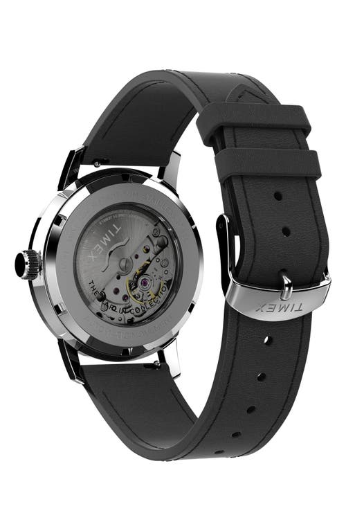 Timex ® Marlin Automatic Leather Strap Watch, 40mm In Silver/green/black