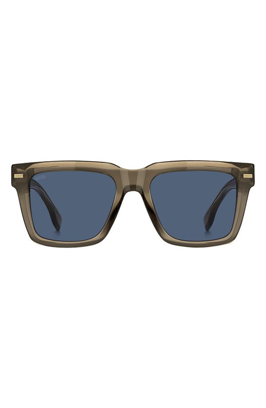 Shop Hugo Boss 53mm Rectangular Sunglasses In Brown