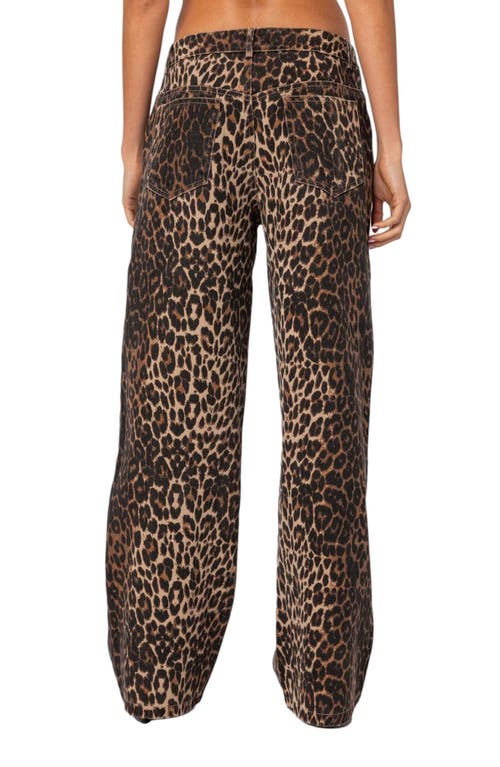 Shop Edikted Print Straight Leg Jeans In Leopard