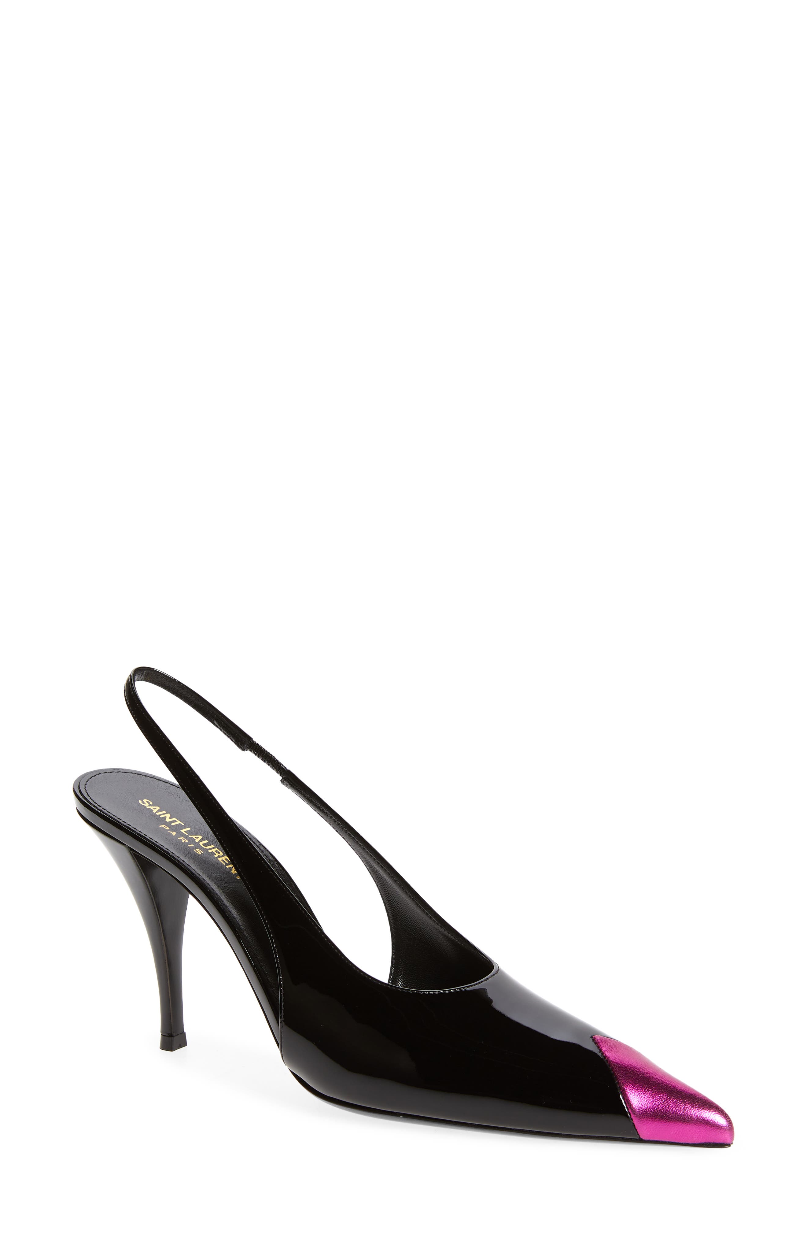 Blade 110 Patent Leather Slingback Pumps in Black - Saint Laurent