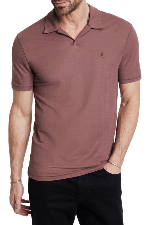 Leroy Johnny Collar Solid Piqué Polo in Mauvewood
