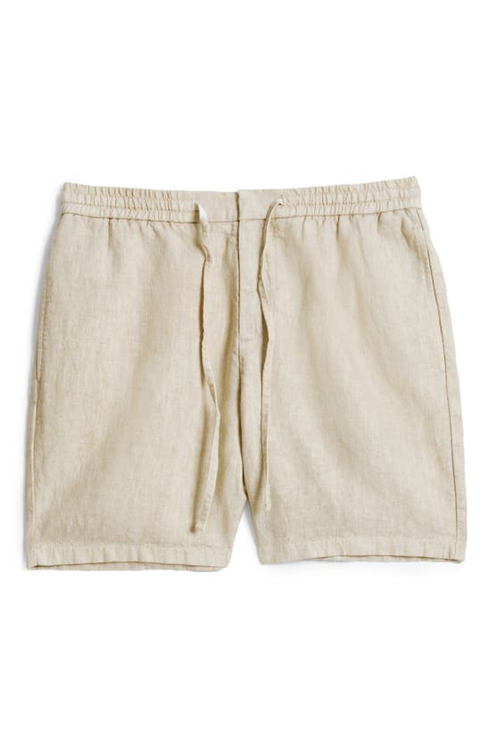 Shop John Varvatos Daryl Drawstring Linen Blend Shorts In Macadamia
