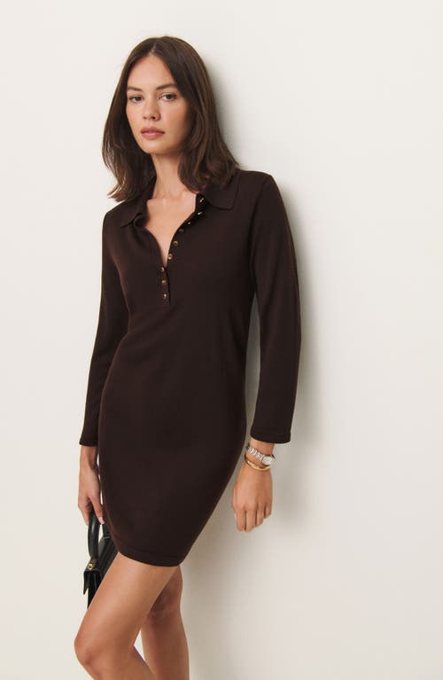 Shop Reformation Luell Long Sleeve Merino Wool Minidress In Mole