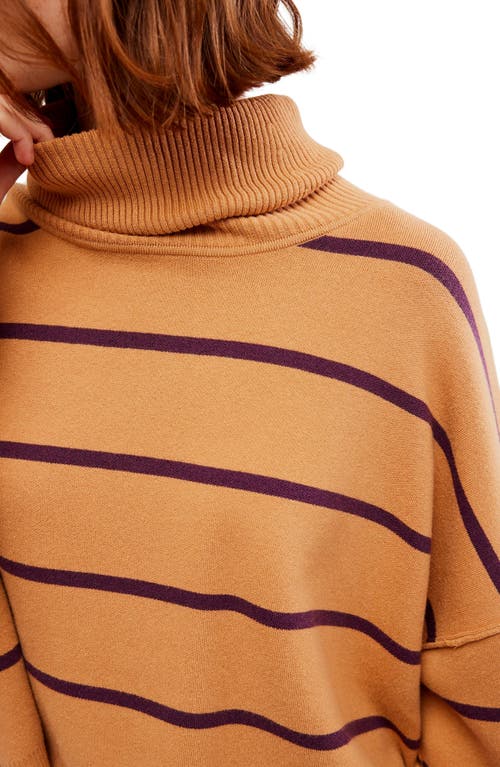 Shop Free People Paulie Stripe Turtleneck Sweater In Butterrum Combo