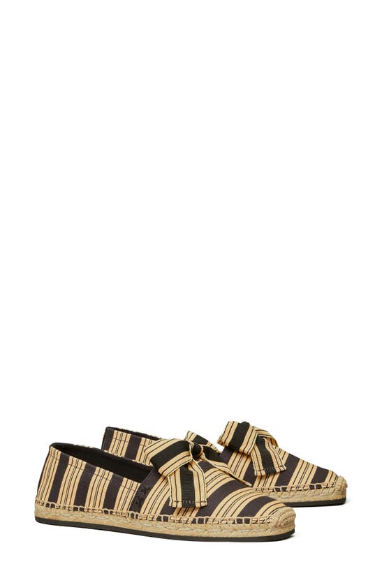 Tory Burch Bow Espadrille Flat In Vintage Stripe Ribbon