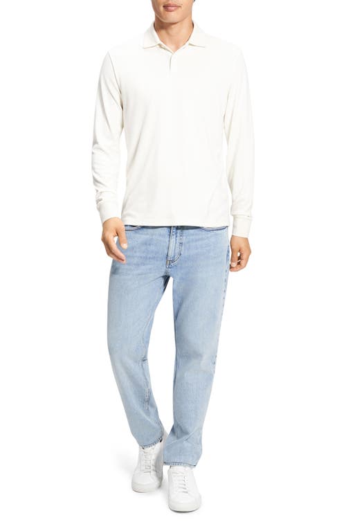 Theory Goris Anemone Milano Long Sleeve Polo In Winter White