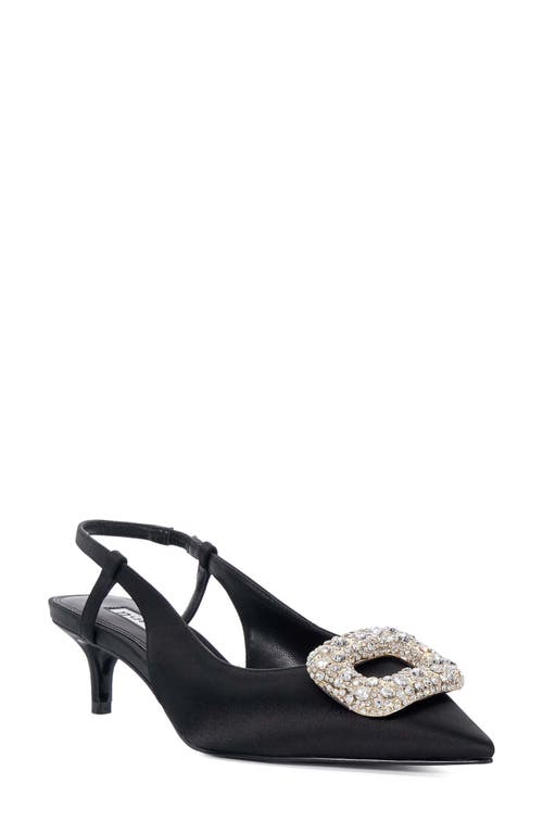 Dune London Centrepiece Slingback Pointed Toe Kitten Heel Pump in Black 