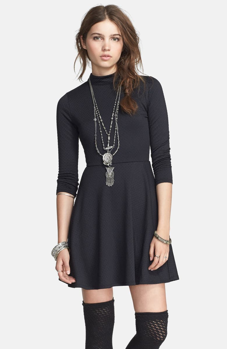 Free People Back Cutout Textured Fit & Flare Dress | Nordstrom