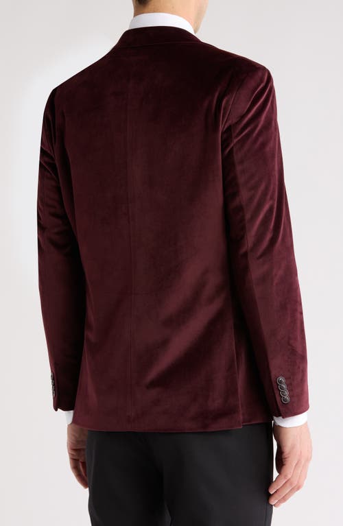 Original Penguin Two-button Velvet Dinner Jacket In Burgundy