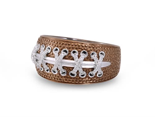 Shop Luvmyjewelry Touchdown American Football Diamond Band Men Ring In Brown