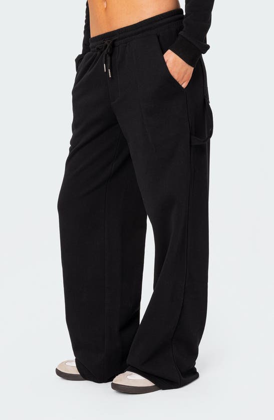 Shop Edikted Annalise Straight Leg Sweatpants In Black