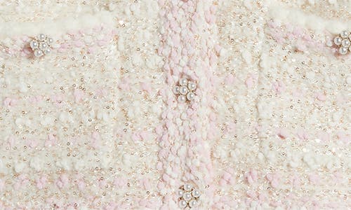 Shop Loveshackfancy Blanca Tweed Cardigan In Vanilla Blush