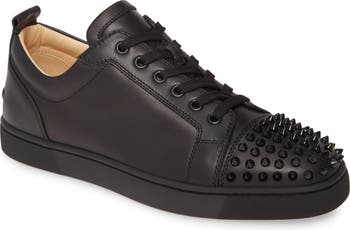 Christian Louboutin Louis Junior Spikes Black Calf Leather Sneaker Men's