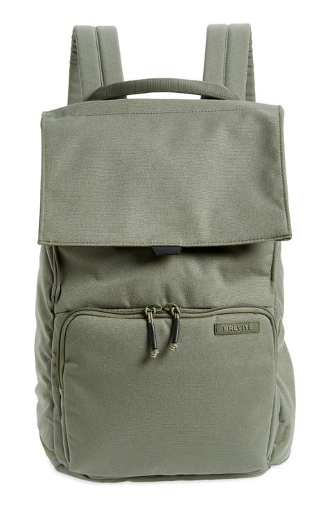 Men's Military Green Leather Medium backpack