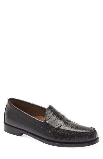 G.h.bass Logan Croc Embossed Penny Loafer In Black