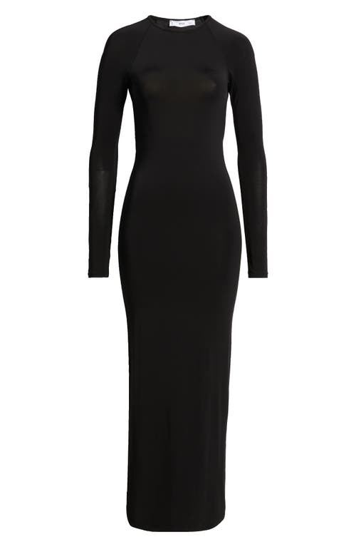 Mango Hera Long Sleeve Jersey Maxi Dress In Black