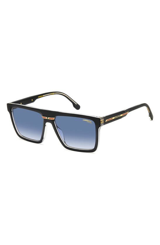 Shop Carrera Eyewear Victory 58mm Gradient Flat Top Sunglasses In Black Crystal/ Blue Shaded