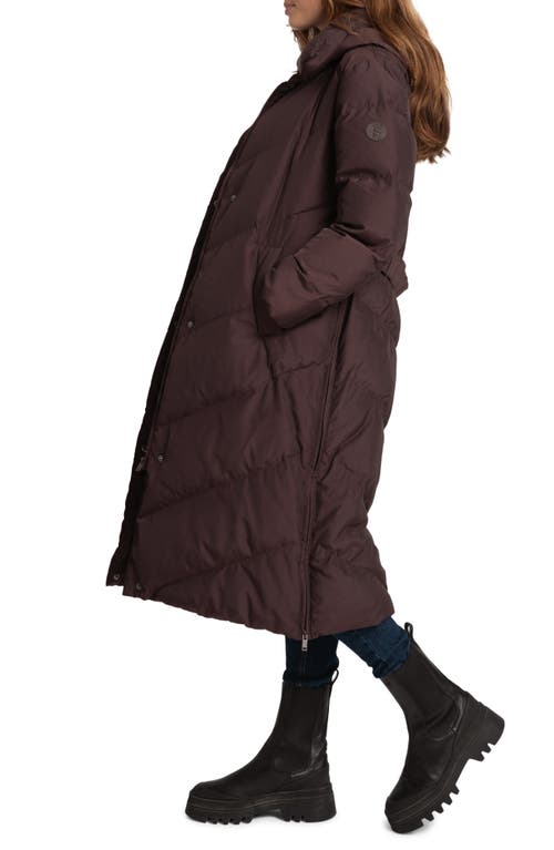 Shop Seraphine Water Resistant Chevron Quilted Maternity Coat In Chocolate