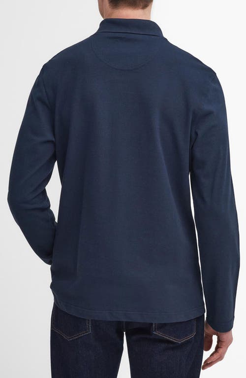 Shop Barbour Long Sleeve Cotton Polo In Navy