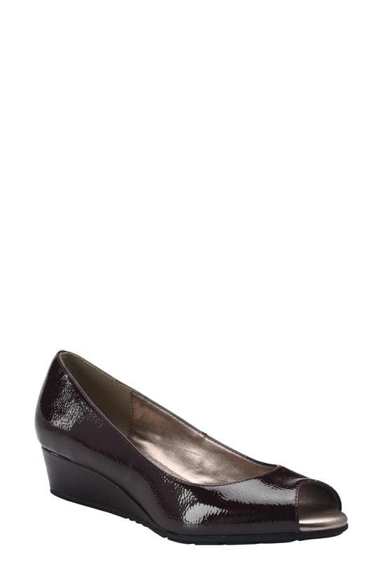 Shop Bandolino Peep Toe Wedge Pump In Medium Pink
