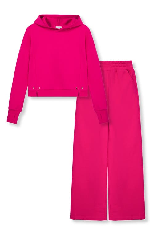 Shop Habitual Kids Kids' Fleece Hoodie & Sweatpants Set In Fuchsia