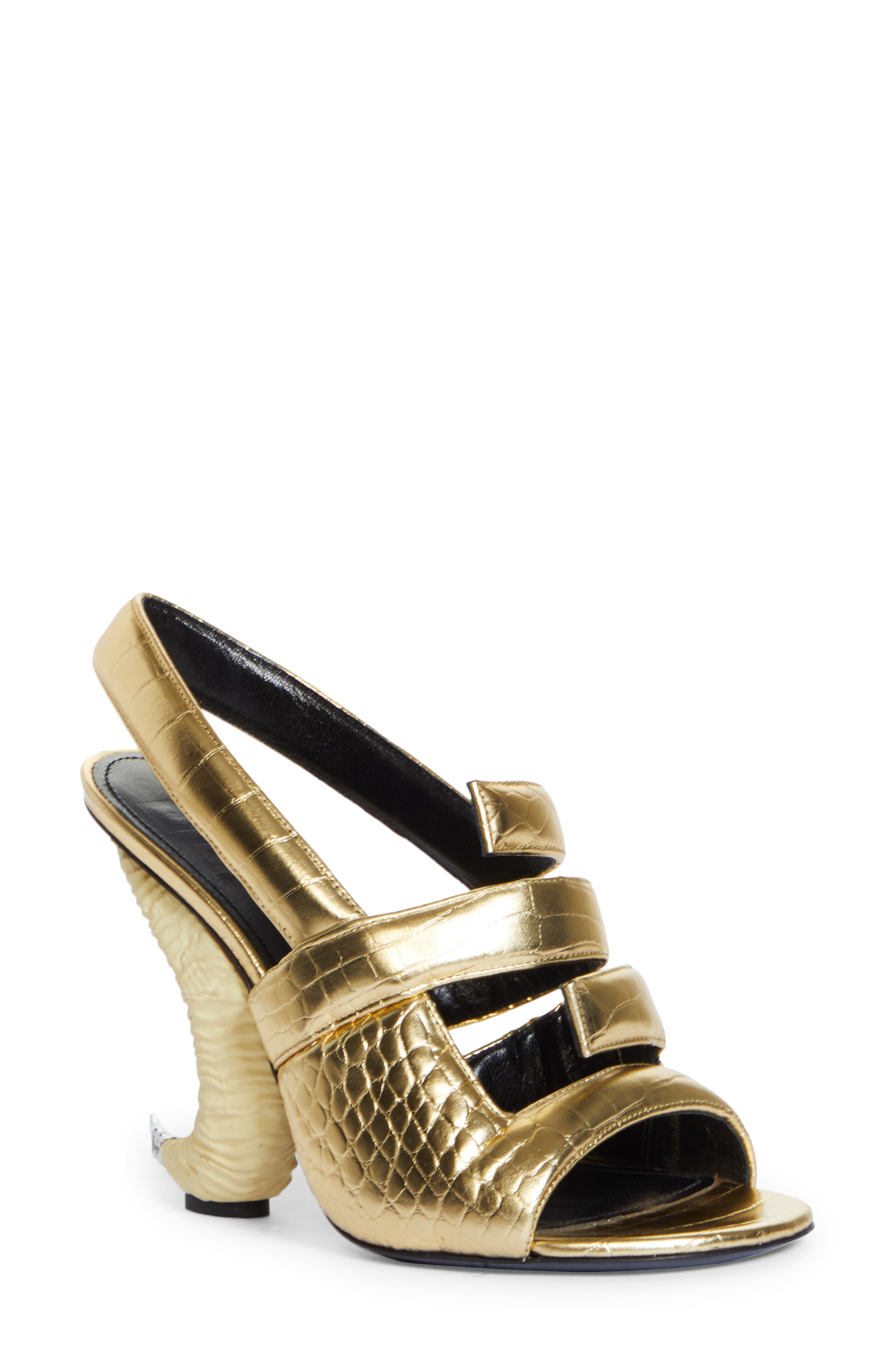 gold designer heels