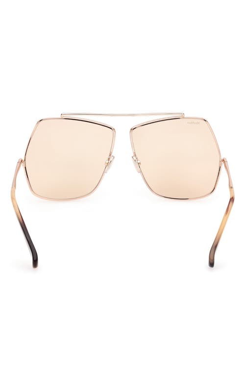 Shop Max Mara 64mm Geometric Sunglasses In Shiny Rose Gold/brown