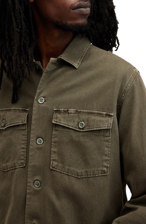 Shop Allsaints Spotter Cotton Denim Button-up Shirt Jacket In Cargo Green