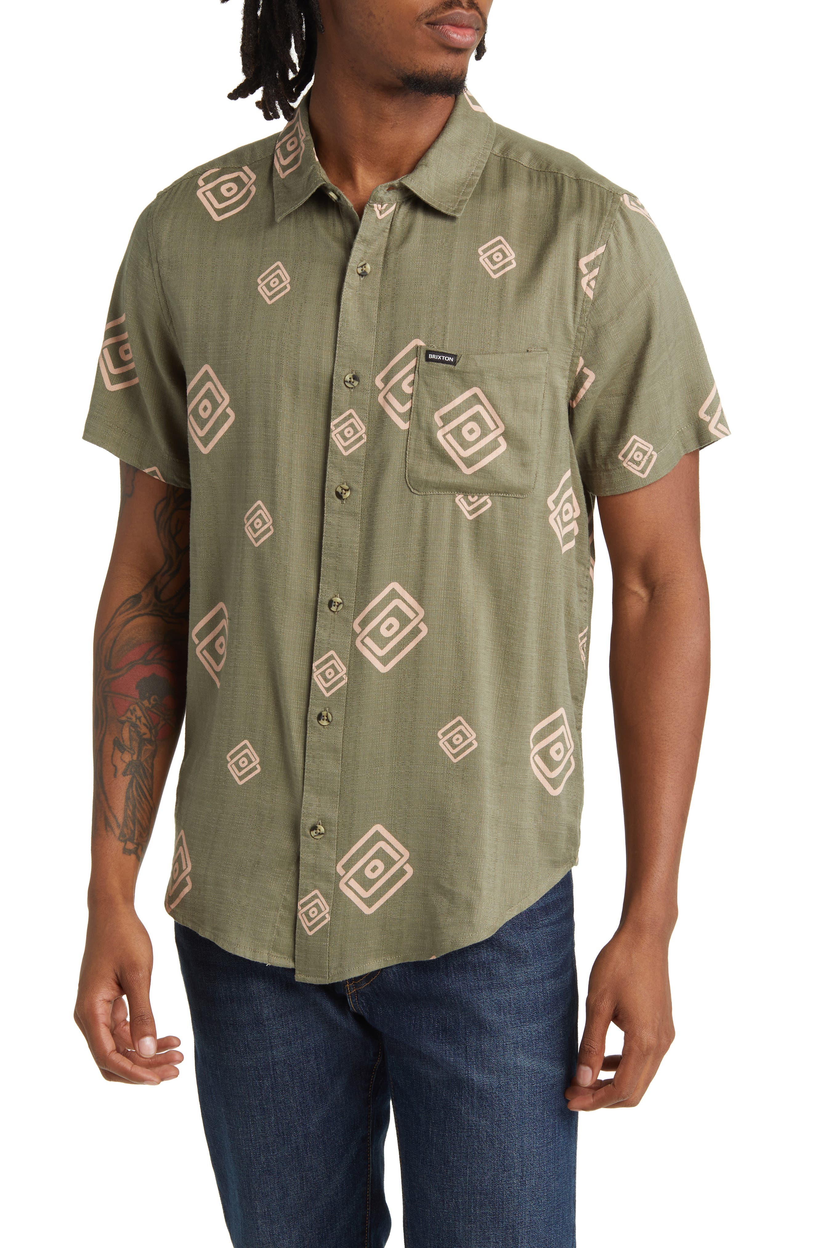 Brixton Alpha Square Short Sleeve Standard Tee in Olive Surplus