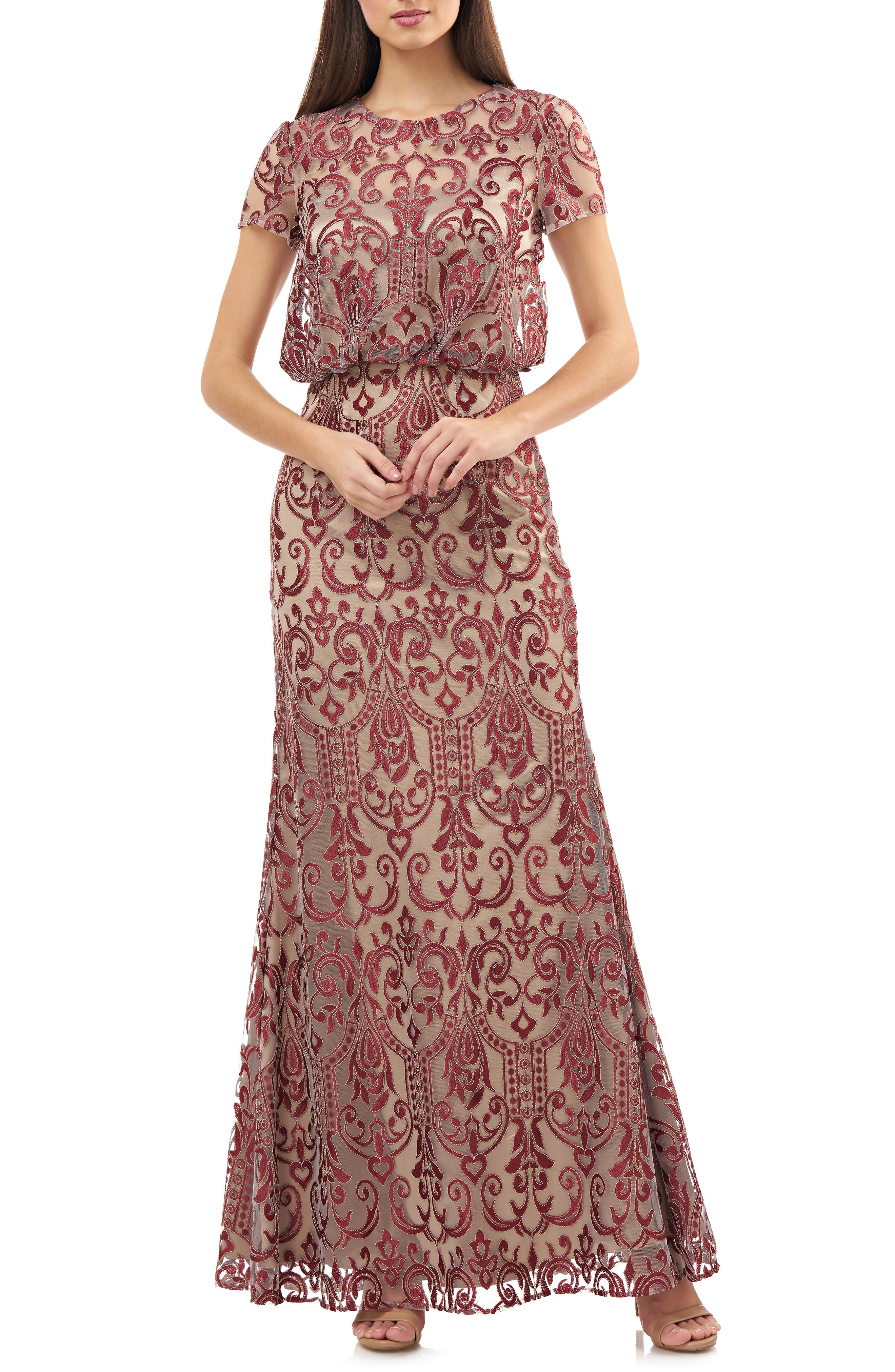 Downton Abbey Inspired Dresses Womens Js Collections Blouson Lace Gown $348.00 AT vintagedancer.com