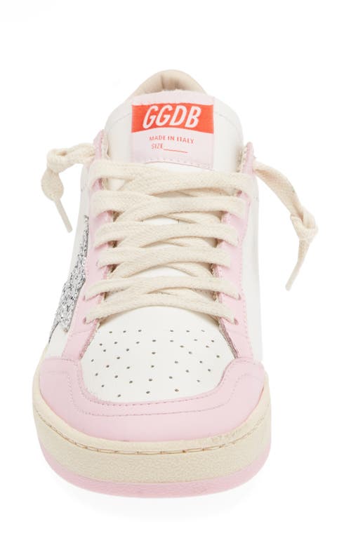 Golden Goose Ball Star Low Top Sneaker In White/pink/silver