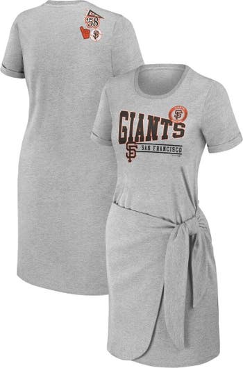 Women's WEAR by Erin Andrews Heather Gray San Francisco Giants Knotted  T-Shirt Dress