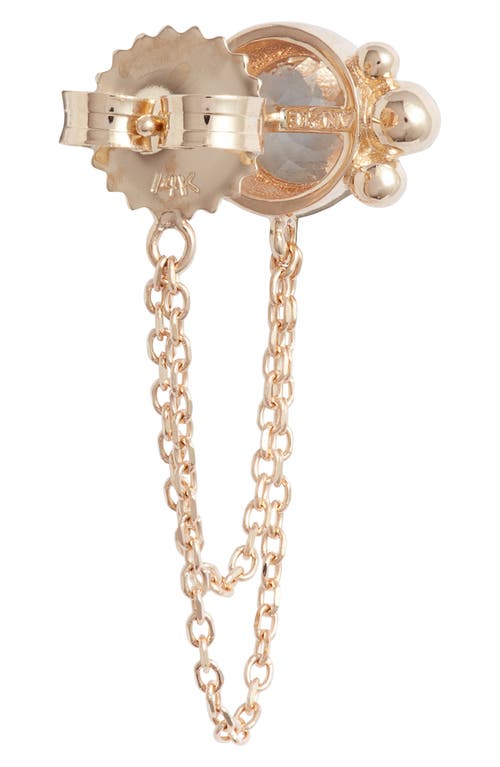 Anzie Bonheur White Topaz Chain Stud Earrings In Yellow Gold/white