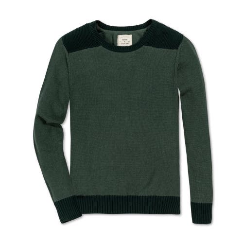 Hope & Henry Organic Shoulder Detail Crew Neck Sweater In Pine Green Heather