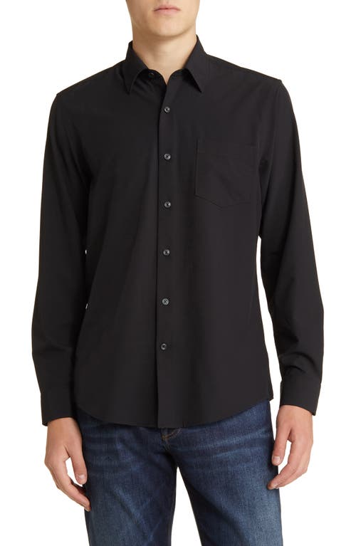 Solid Button-Up Shirt in Black
