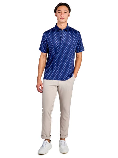 Construct Con.struct Floral Geo Motif Print Performance Golf Polo In Navy