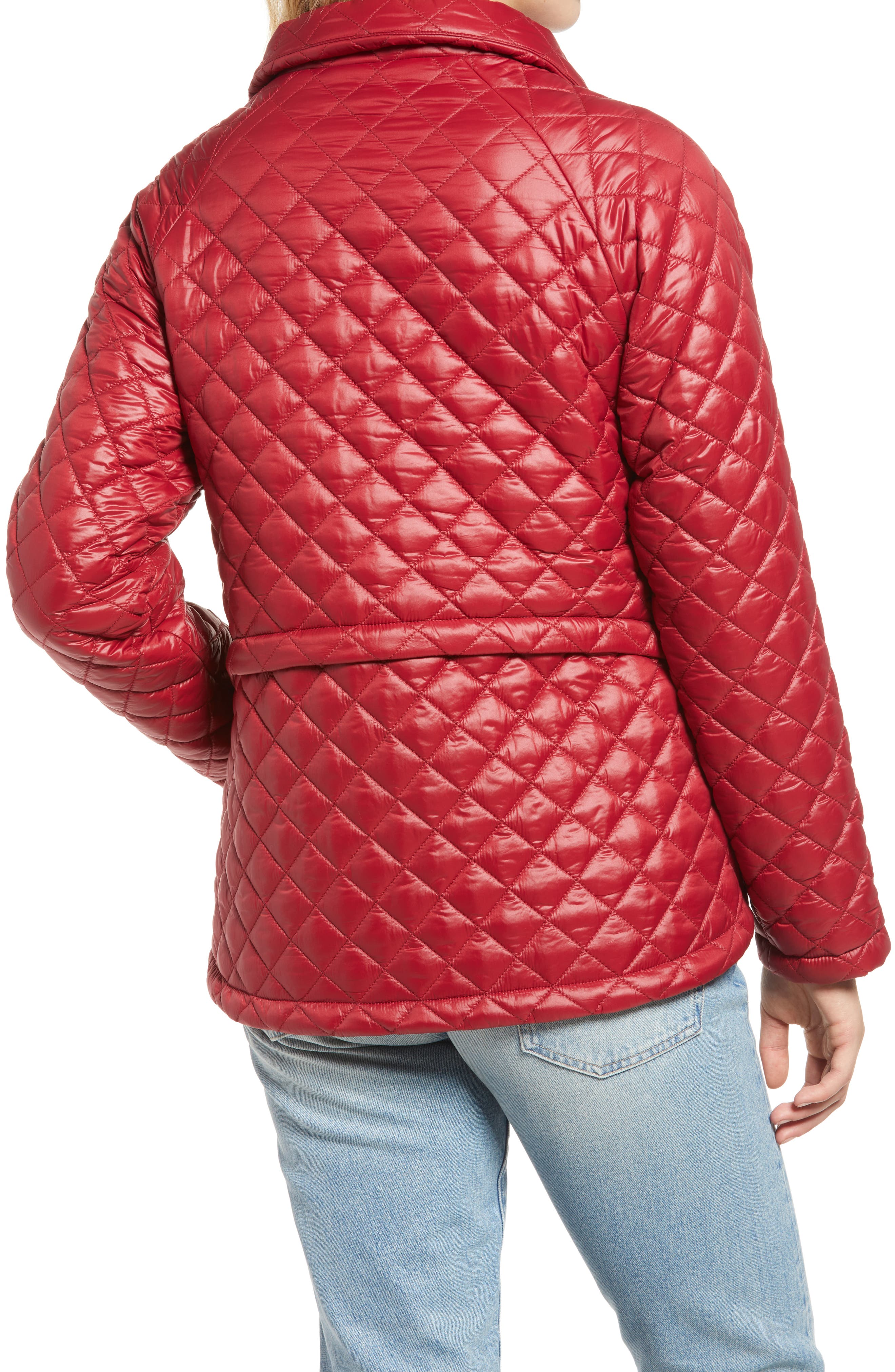 diamond quilted full zip jacket