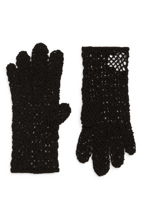 Hand Crochet Merino Wool Gloves in Black