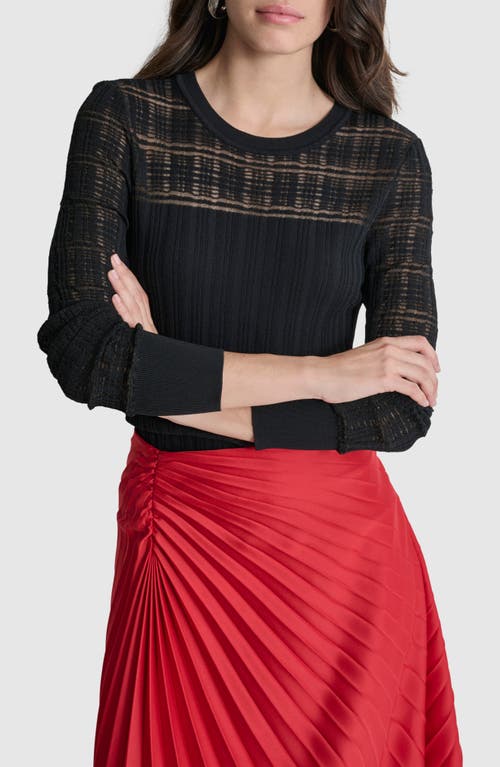 Shop Dkny Mix Rib Sweater In Black