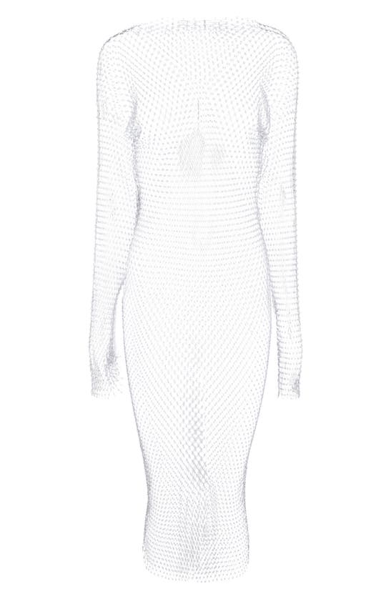 Shop Noisy May Xenia Rhinestone Sheer Long Sleeve Net Dress In Bright White Silver Stones