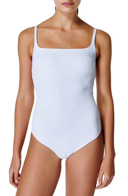 Capri Square Neck One-Piece Swimsuit in White