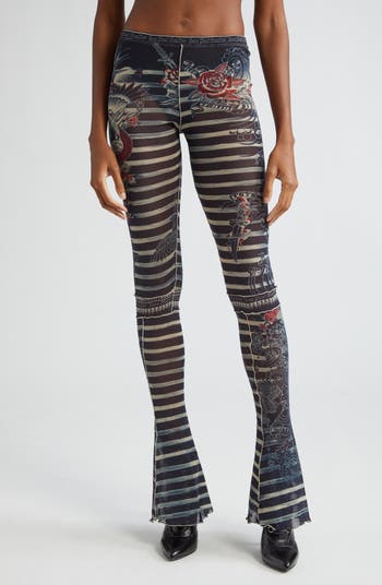 Jean Paul Gaultier Stripe Sheer Tulle Flare Pants | Nordstrom