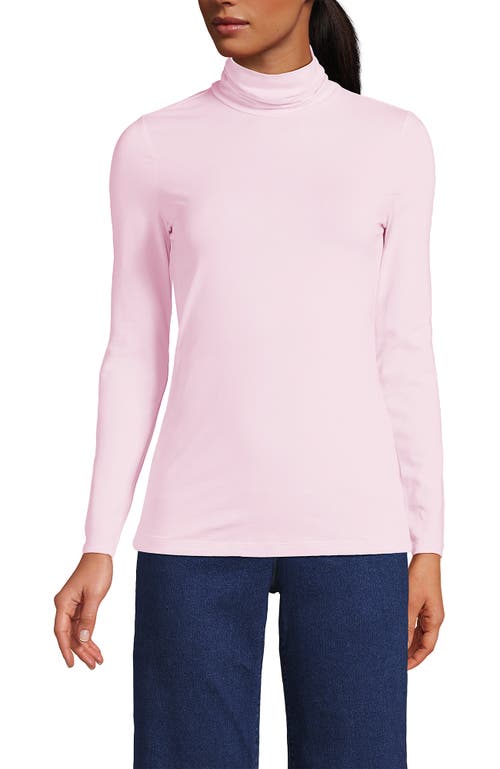 Shop Lands' End Lightweight Jersey Skimming Long Sleeve Turtleneck In Pink Fog