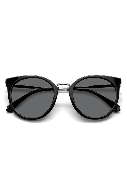 53mm Polarized Round Sunglasses in Black/Gray Polar