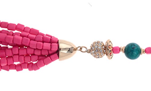 Shop Zaxie By Stefanie Taylor Pink Tassel Lariat Necklace In Gold